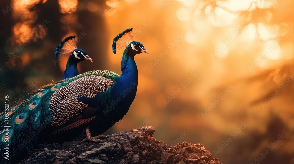 Peacocks spreading their vibrant feathers in a lush garden, Peacock, Beauty and pride in nature Peacocks spreading their vibrant feathers in a lush garden, Peacock, Beauty and pride in nature