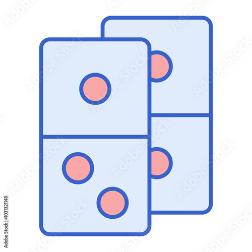 Blue and Pink Two-Tone Domino Icon.