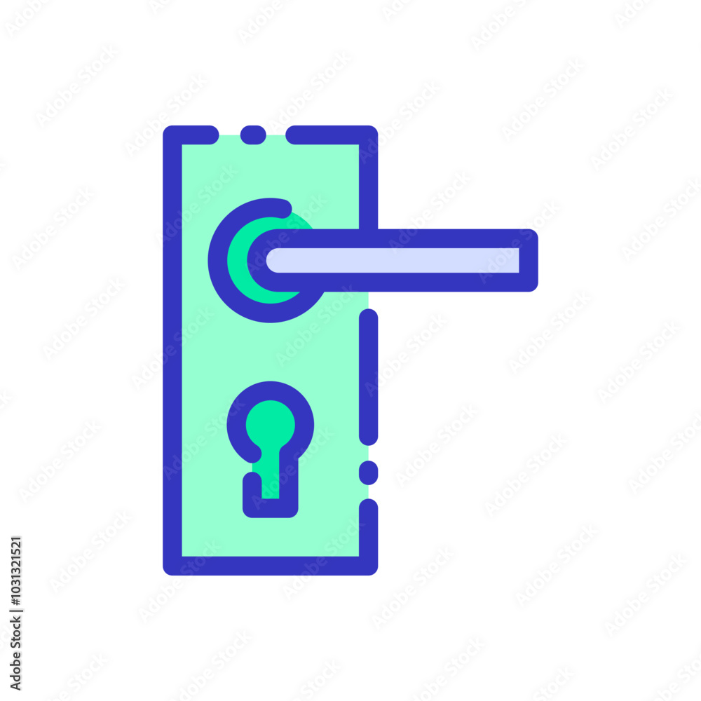 A simple line drawing of a door handle. A simple line drawing of a door handle.