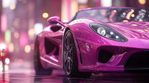 A vibrant pink sports car p...