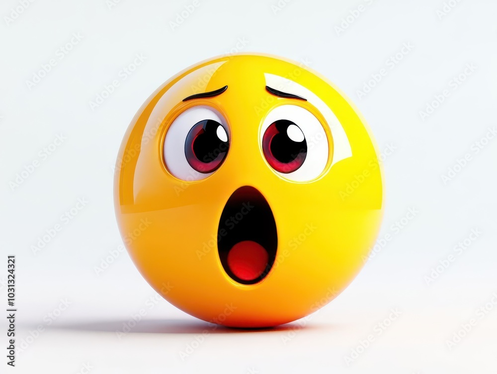 three-dimensional emoji with an astonished expression, rendered in vibrant colors against a clean white backdrop, emphasizing the emotional impact of surprise three-dimensional emoji with an astonished expression, rendered in vibrant colors against a clean white backdrop, emphasizing the emotional impact of surprise