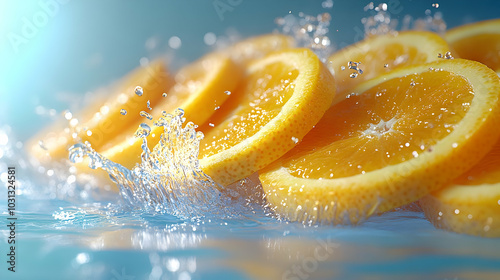 Fresh orange slices splashi...
