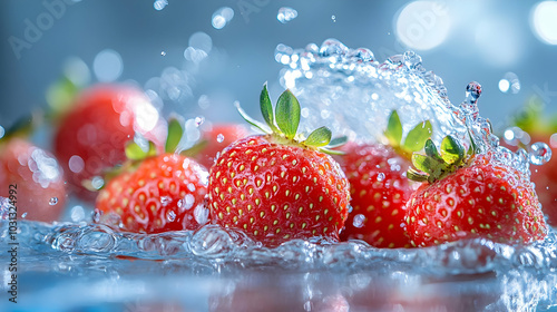 Fresh strawberries splashin...