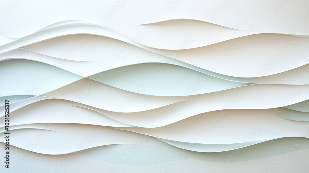 Obraz premium Abstract wave patterns in white, elegant design on a neutral background.