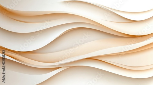 Abstract waves in soft beige tones, flowing smoothly on a white background.