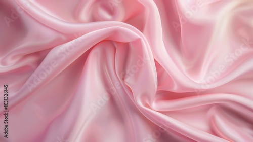 Abstract Pink Silk Fabric Background with Draped Texture and Smooth Flowing Lines.