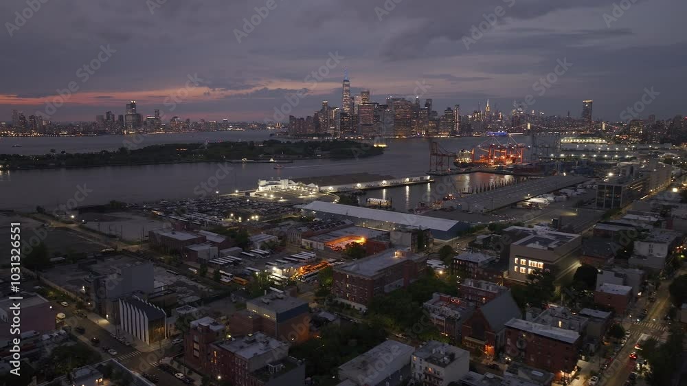 Aerial view of Red Hook, Brooklyn at night Aerial view of Red Hook, Brooklyn at night