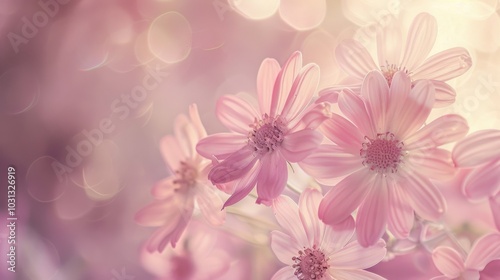 Delicate Pink Flowers with Bokeh Effect in a Soft and Dreamy Setting.