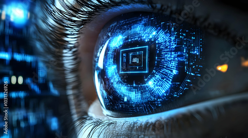 A futuristic eye with digit...