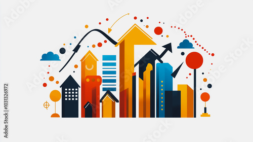 Abstract white background with Colorful charts and graphs with statistics to innovative analyze business potential and forecast future development of companies growth.