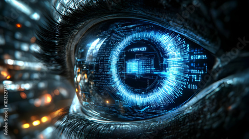 Close-up of a futuristic ey...
