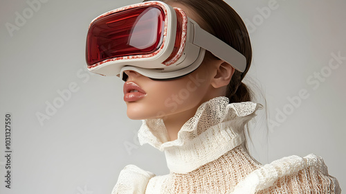 A woman wearing futuristic ...