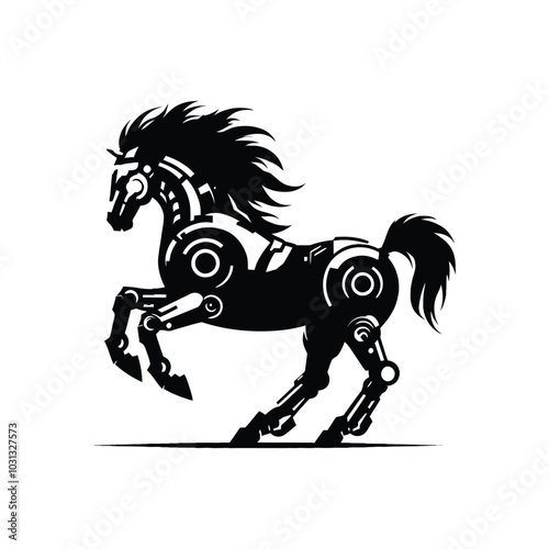 High-Tech Mechanical Horse Silhouette Design – Robotic Creature for Sci-Fi and Fantasy Concepts