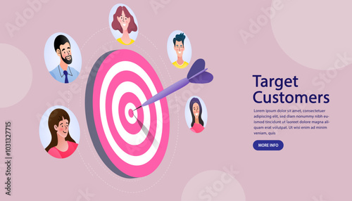 A concept of targeting customers and audience segmentation. A marketing strategy hits the bullseye on a target, choosing the right customer profile for successful lead generation.