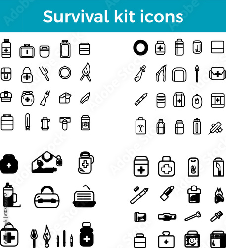 survival kit icon vector emergency preparedness supplies design