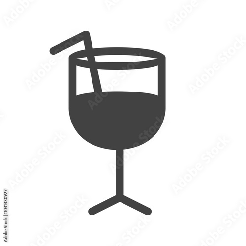 Silhouette of a glass with a straw.