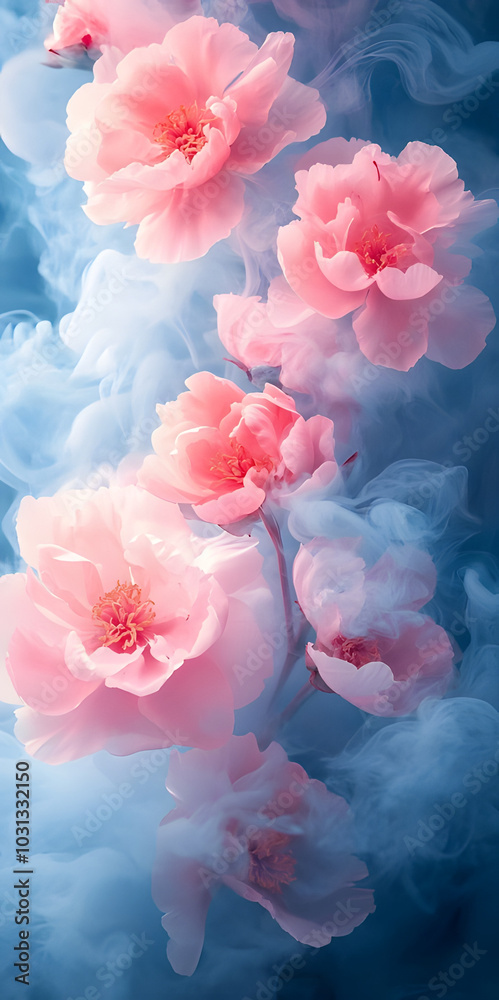 Fototapeta premium Flowers in the smoke, fairy-like beauty