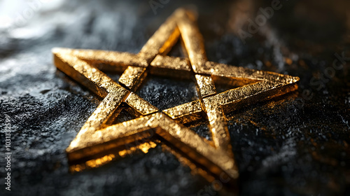 A close-up of a golden star...