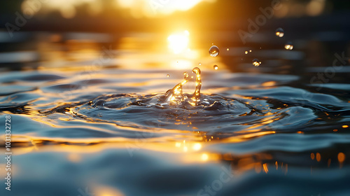 Water droplets ripple on th...