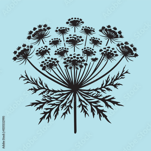 Queen Anne’s Lace silhouette vector icon black and white