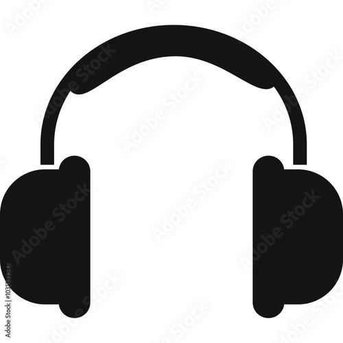Black silhouette of headphones icon.