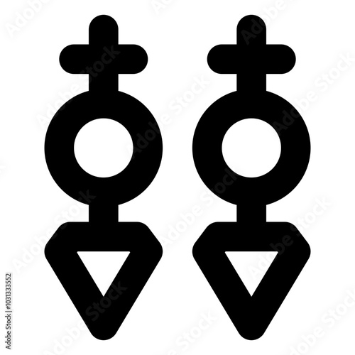 Two black gender symbol icons on a white background.