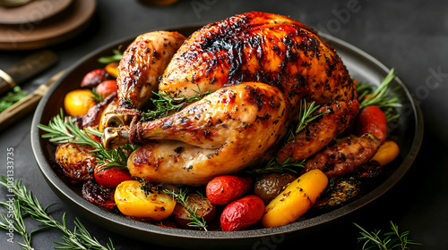 A beautifully roasted chick...