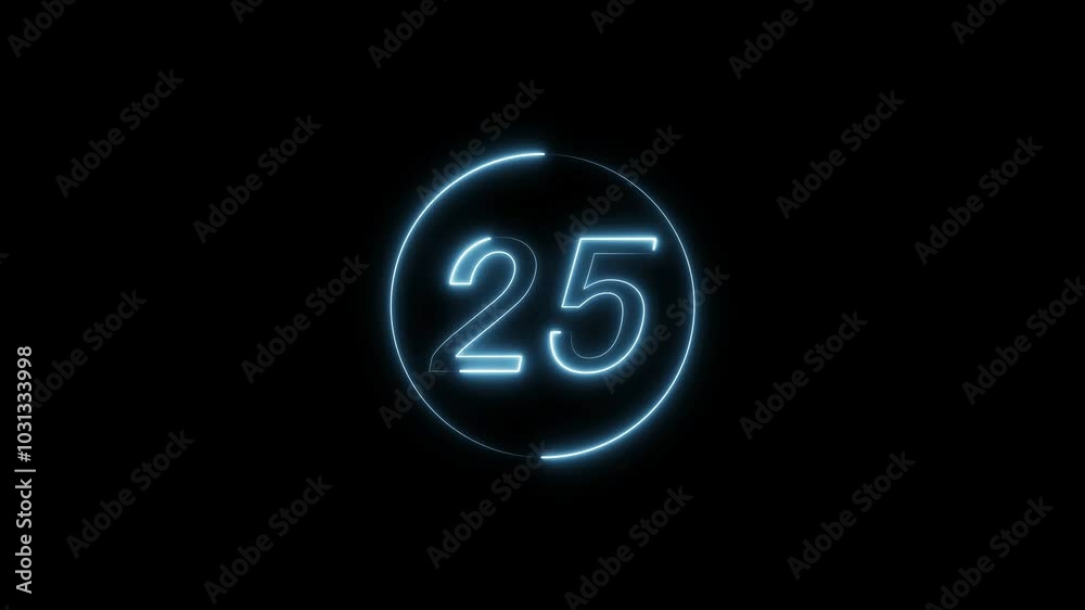Glowing Neon Counting Text Number Animation. Glowing Neon Counting Text Number Animation.