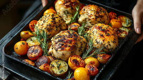 Roasted chicken with herbs ...