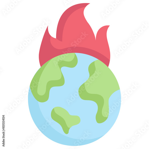 An illustration of a planet earth on fire.