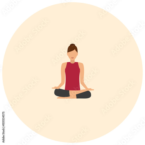 A woman meditates in a yoga pose with her eyes closed and hands resting on her lap.