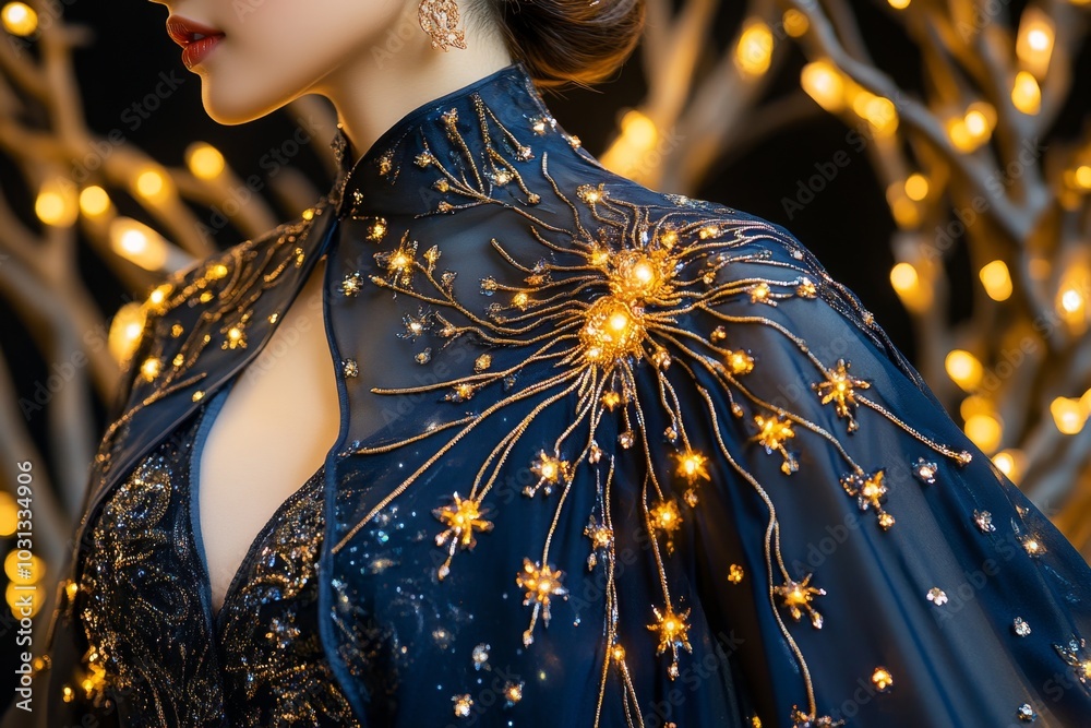 Fantasy-inspired niqab adorned with celestial motifs, glowing softly under moonlight Fantasy-inspired niqab adorned with celestial motifs, glowing softly under moonlight