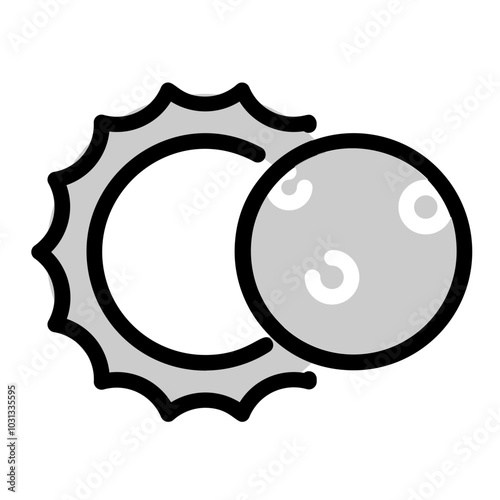 Illustration of a sun and a moon with a thick black outline.