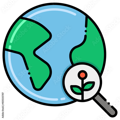Cartoon illustration of a simplified Earth with green landmasses and a blue ocean.