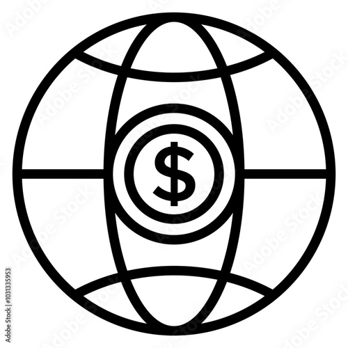 A globe with a dollar sign in the center, representing global finance and the world economy.