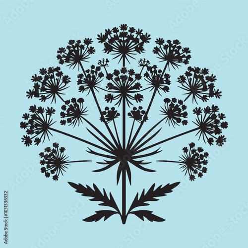 Queen Anne’s Lace silhouette vector icon black and white