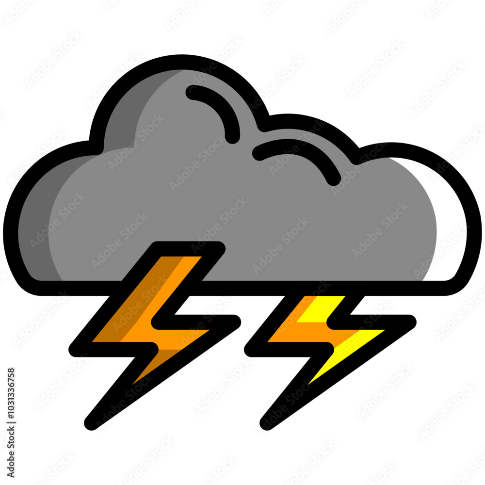 Cartoon illustration of a dark cloud with lightning bolts. Cartoon illustration of a dark cloud with lightning bolts.
