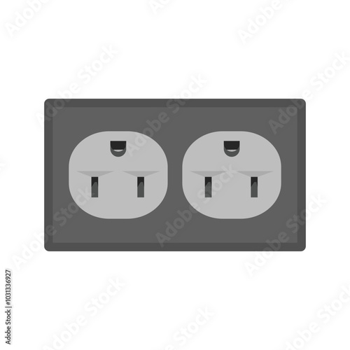Close up of two empty electrical outlets with gray plastic and a black frame.