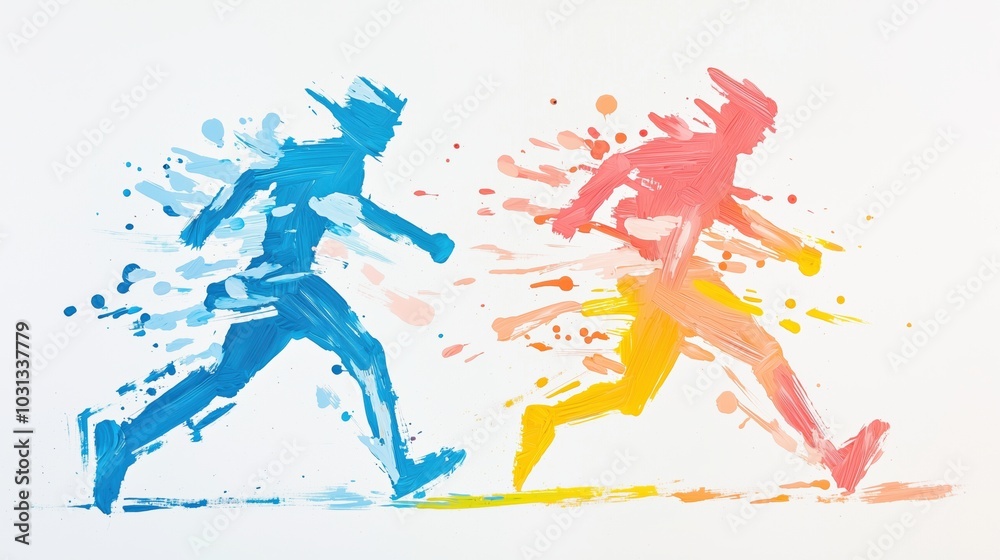 Vibrant Abstract Neon Shapes & Brushstrokes Collision