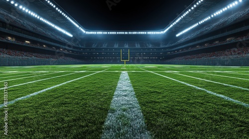Empty Football Stadium at Night.