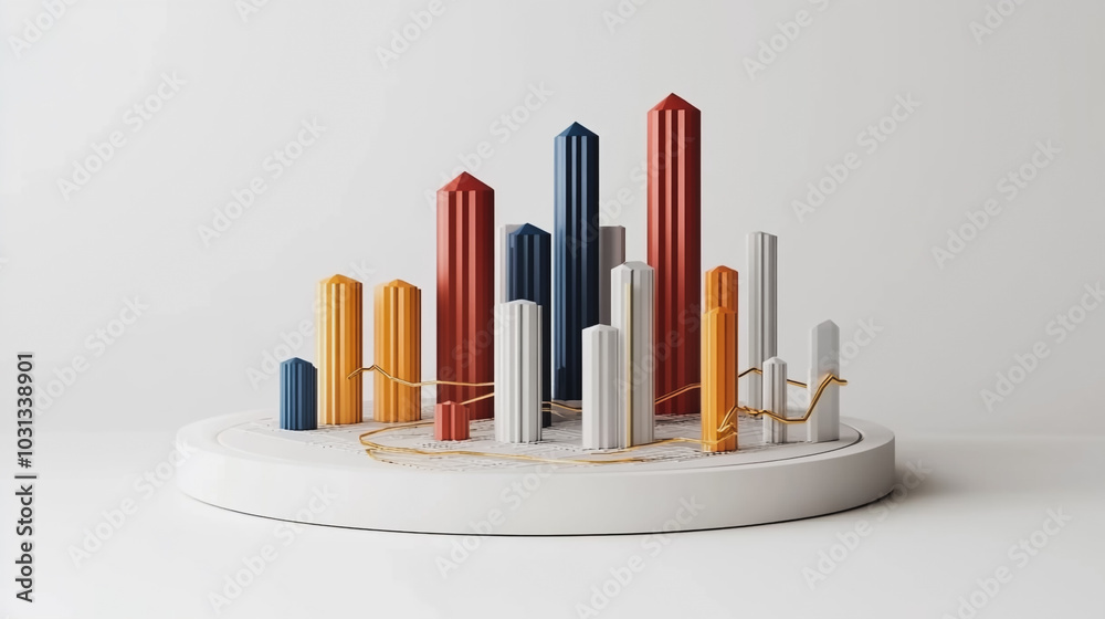 Abstract white background with Colorful charts and graphs with statistics to innovative analyze business potential and forecast future development of companies growth.