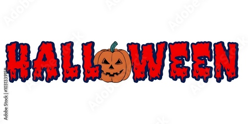 Spooky 'Halloween' Typography on White Background photo