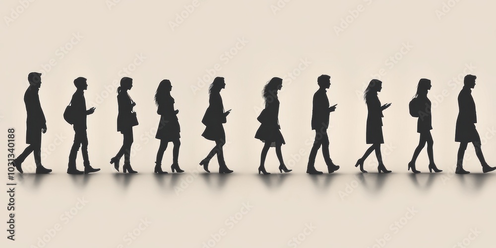 Naklejka premium People Walking Silhouettes.