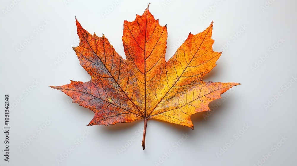 A vibrant autumn maple leaf showcasing seasonal colors. A vibrant autumn maple leaf showcasing seasonal colors.