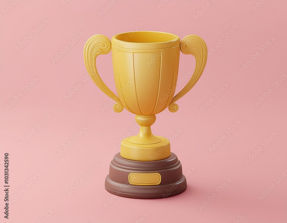 3D golden trophy awaits its champion 3D golden trophy awaits its champion