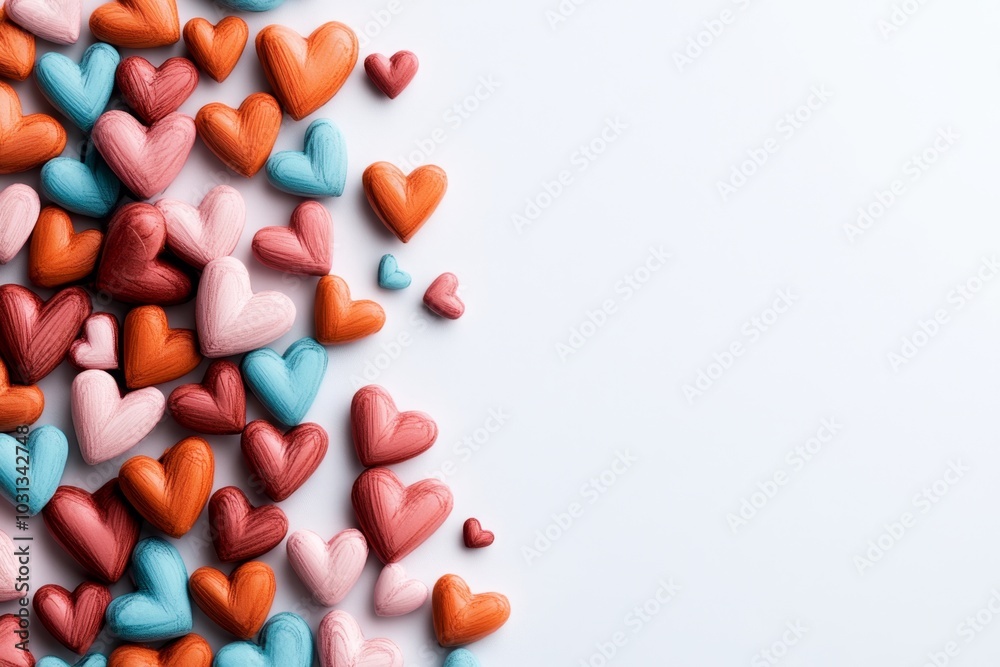 Simple border made of tiny pastel hearts, drawn with clean lines Simple border made of tiny pastel hearts, drawn with clean lines