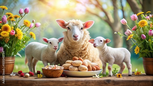 Cute Animal Farm Illustrations for Mother's Day Cards and Posters