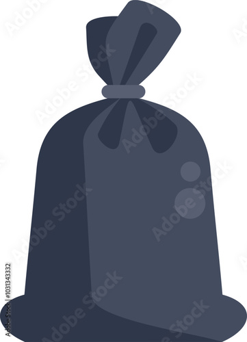 Full black garbage bag tied up with string, ready for disposal