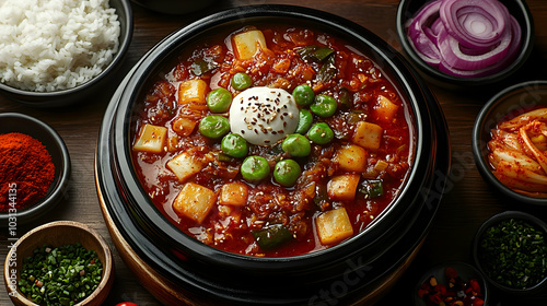 A vibrant dish of spicy ste...