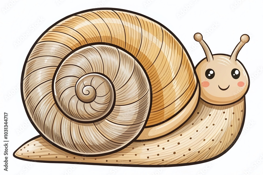 Obraz premium Cute Cartoon Snail Shell Coloring Page for Kids - Fun and Creative Activity for Children